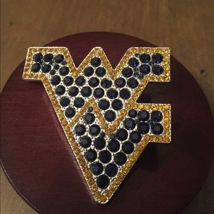 West Virginia Mountaineers Rhinestone Pin Brooch