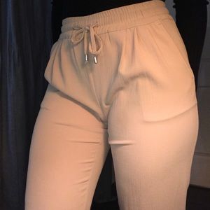 ZARA Basic. Beige Drawstring jogger.