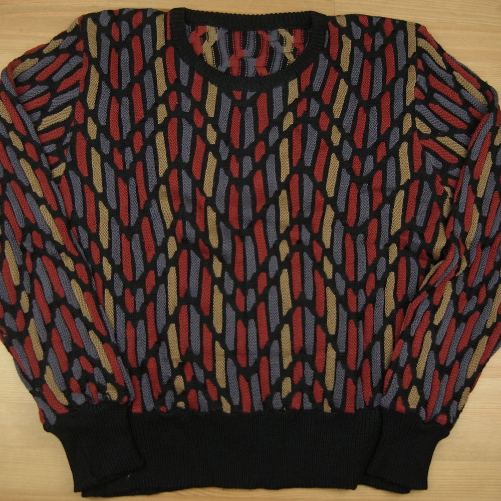Medium Black Red Purple Tan "COOGI" Style Sweater
