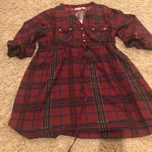Flannel print maternity tunic