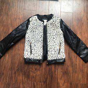 Girls size 6/7 faux leather and fur jacket
