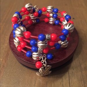 Kansas Jayhawks Beaded Wrap Bracelet