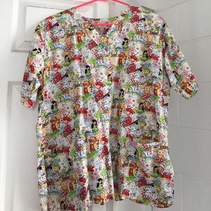 Kawaii Print Scrub Top
