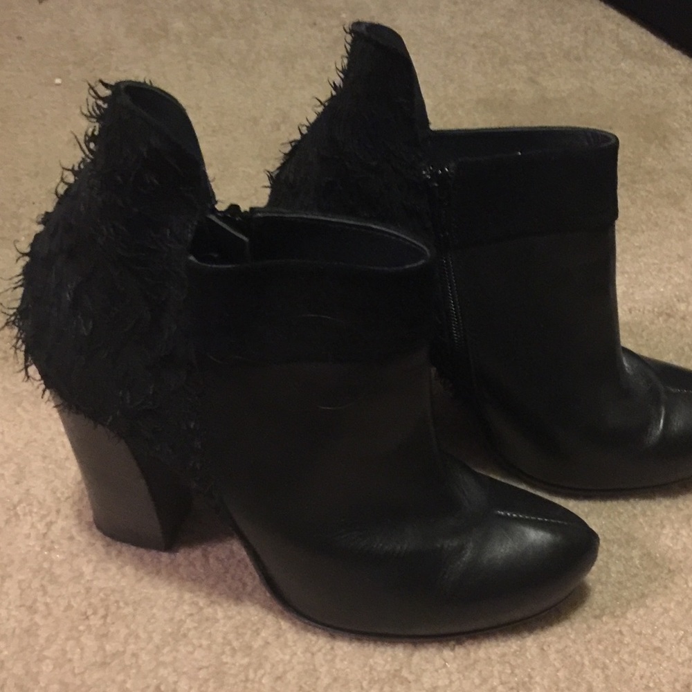 Italian leather fashion black ankle boot