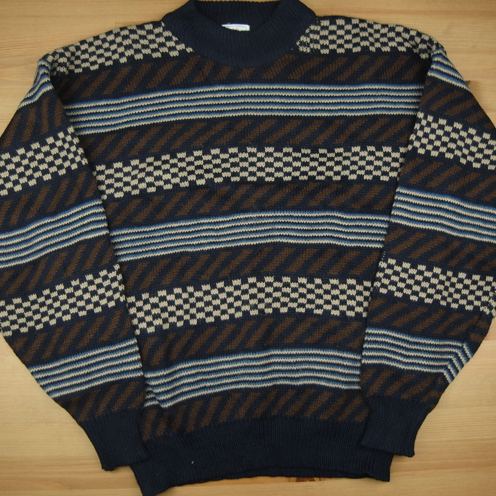 Andolo XL Blue Brown White Geometric Sweater