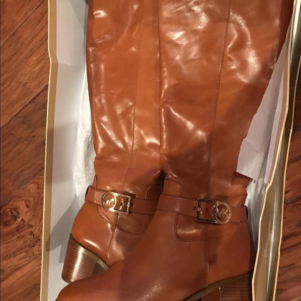 Michael Kors tan riding boots
