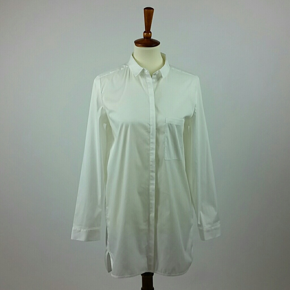 Rafaella long white button down shirt