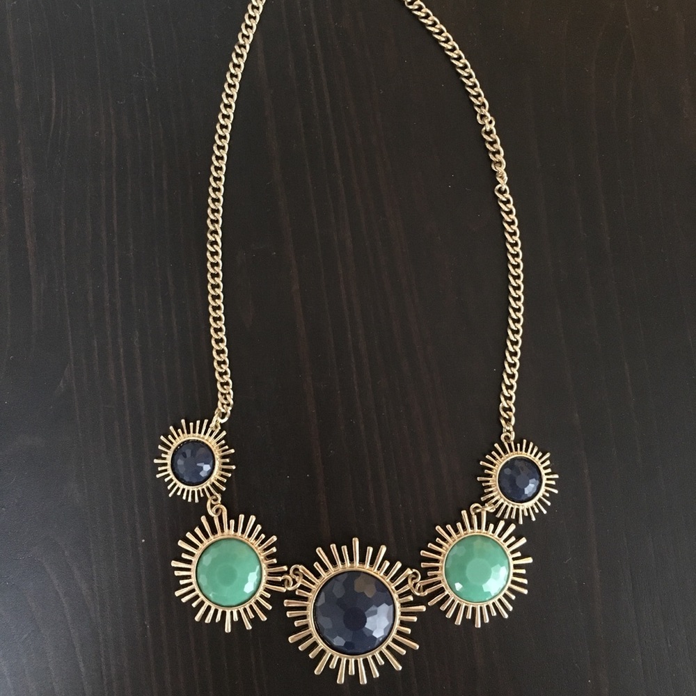 Navy and teal starburst necklace