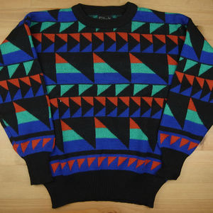 Filati Small Black Blue Red Triangle Wool Sweater