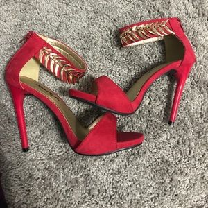 Red Sandal with Gold Accent