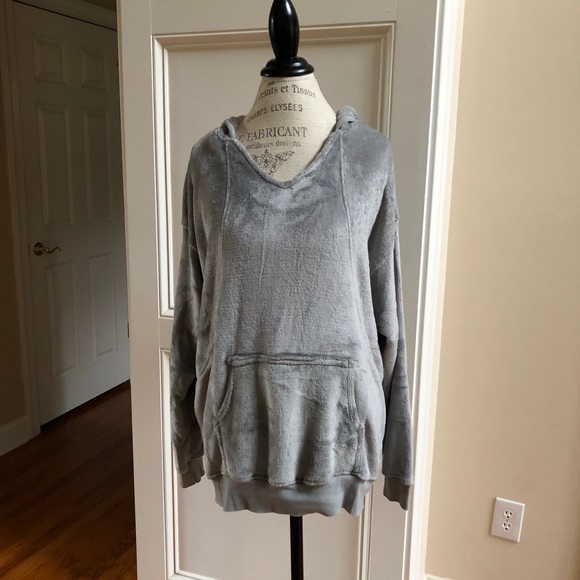 Velvet Soft Hoodie Sweatshirt New S M L Gray Plush - Picture 5 of 8