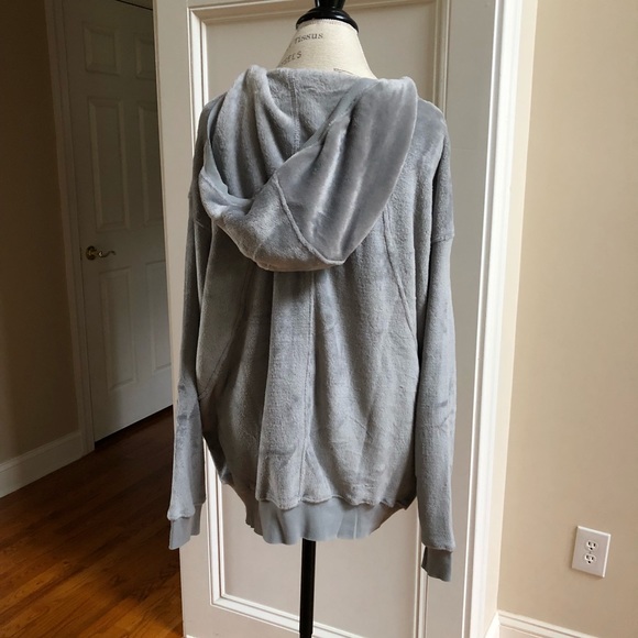 Velvet Soft Hoodie Sweatshirt New S M L Gray Plush - Picture 7 of 8