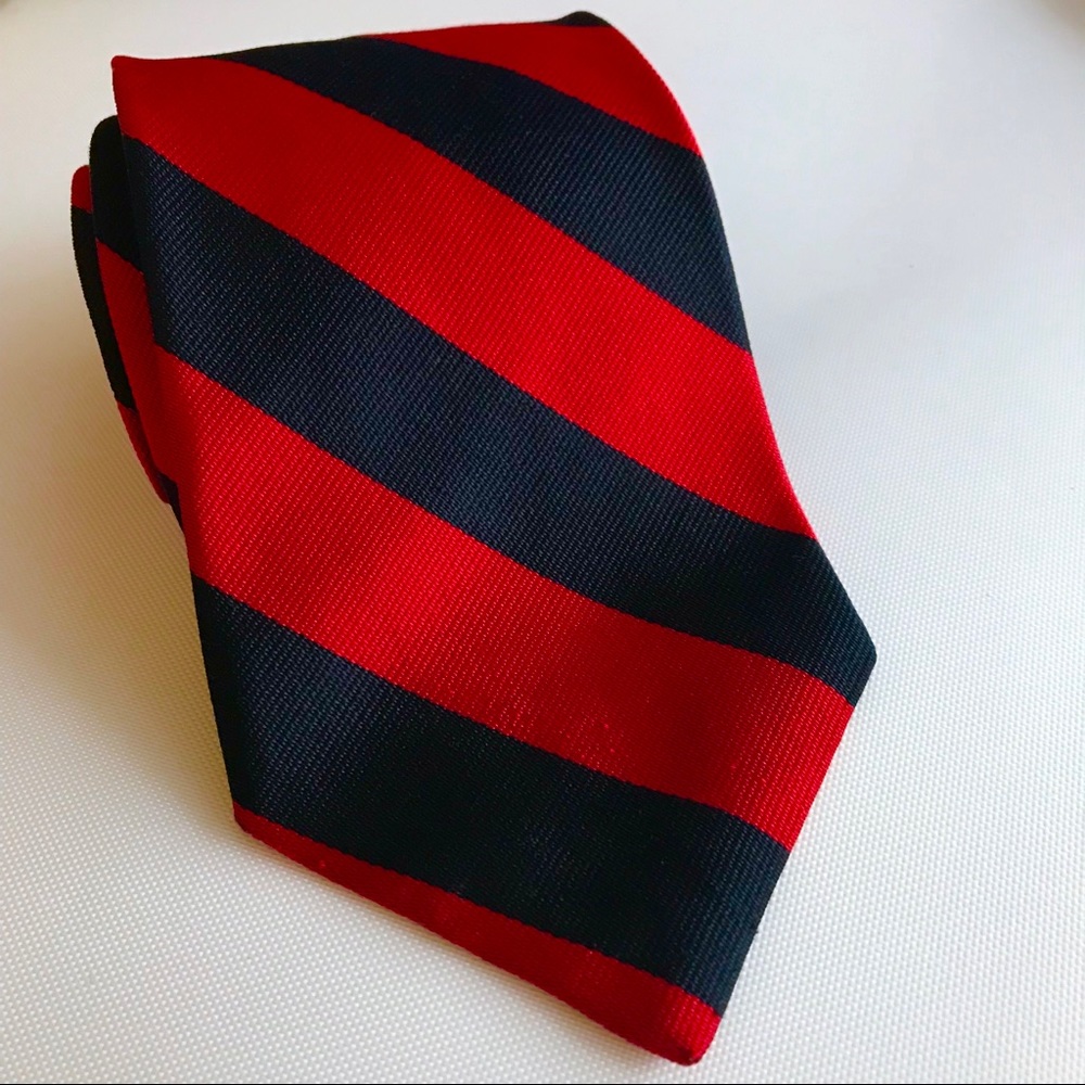 Claybrooke Pure Silk Navy Red Diagonal Stripe Tie
