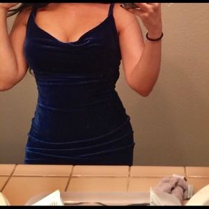 Navy Velvet Midi Dress