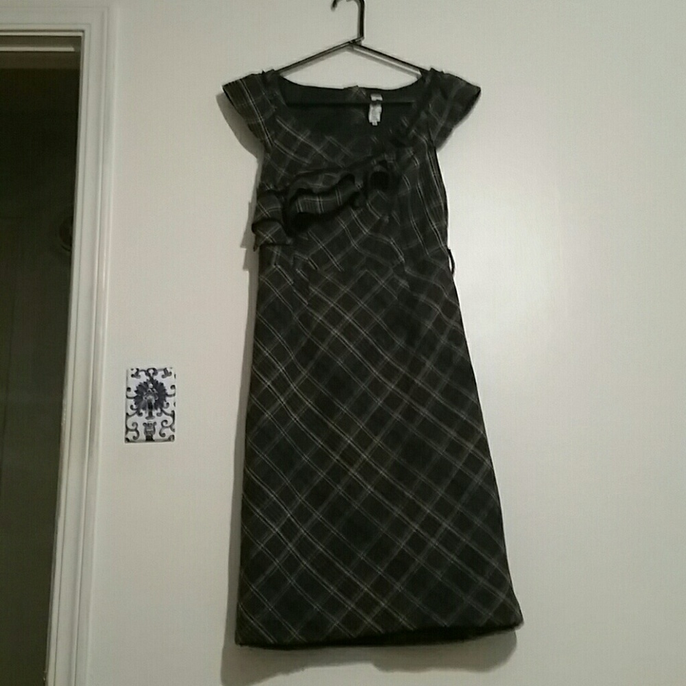 Floreat gray plaid ruffle dress