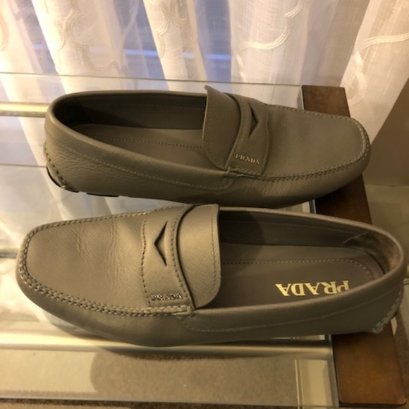 PRADA MEN\'S LEATHER LOAFERS MOCCASINS NEW SAFFIANO