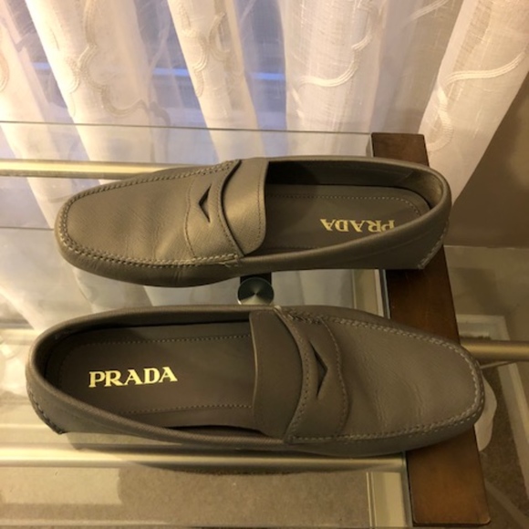 PRADA MEN\'S LEATHER LOAFERS MOCCASINS NEW SAFFIANO