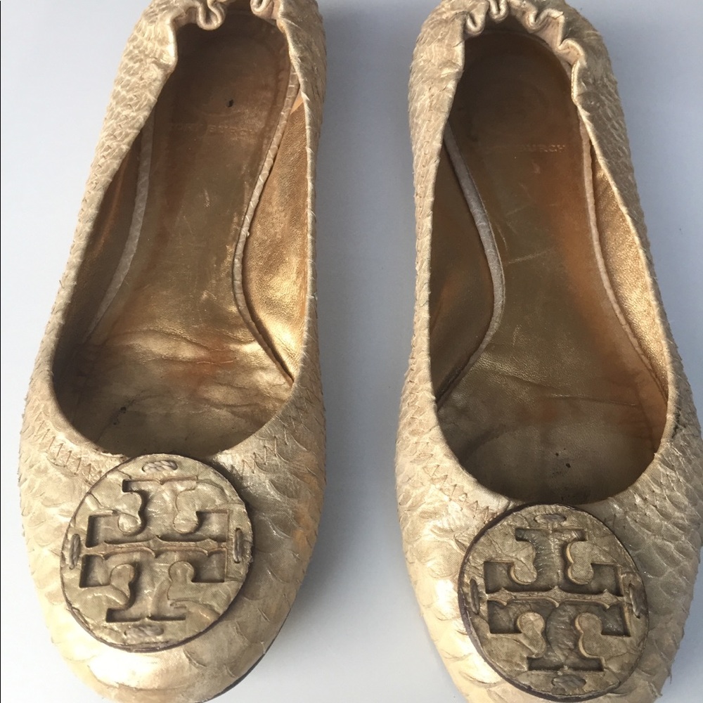 Tory Burch gold flat used condition has some life left