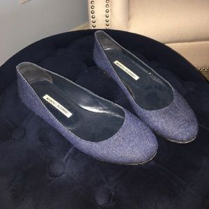 Manolo Blahnik Denim Ballet Flats 39