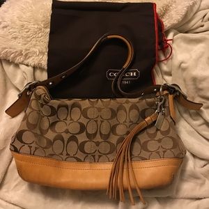Coach Handbag-Brown Leather/ Logos & Dust Cover