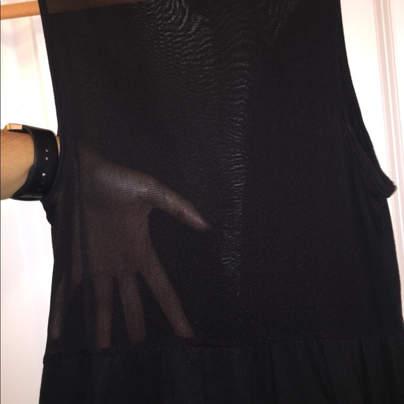 Black Knit Mesh Skater Dress - Picture 4 of 4