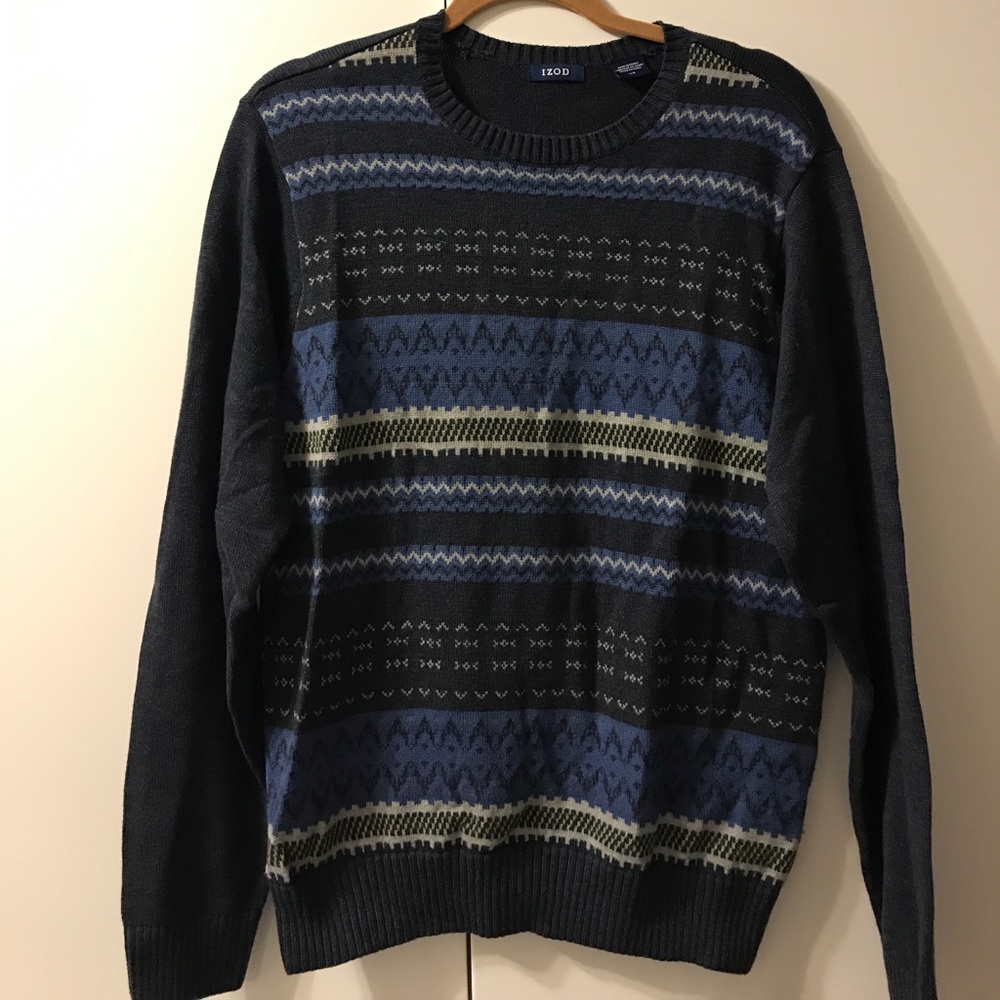 Men's Navy Izod Crew Neck Sweater Size Large