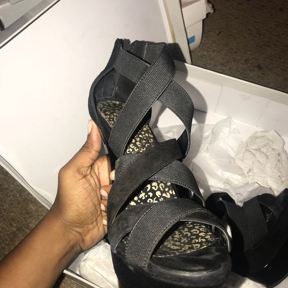 Black Cross Strapped Heels - Picture 2 of 2