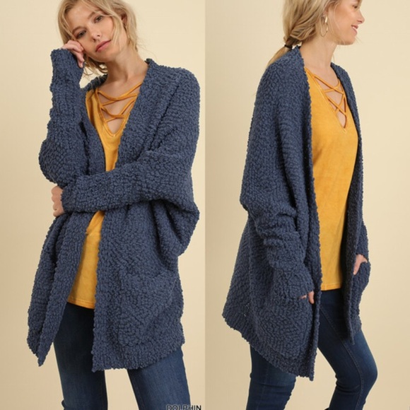 Cozy Open Front Long Body Cardigan with Pockets - Picture 2 of 3