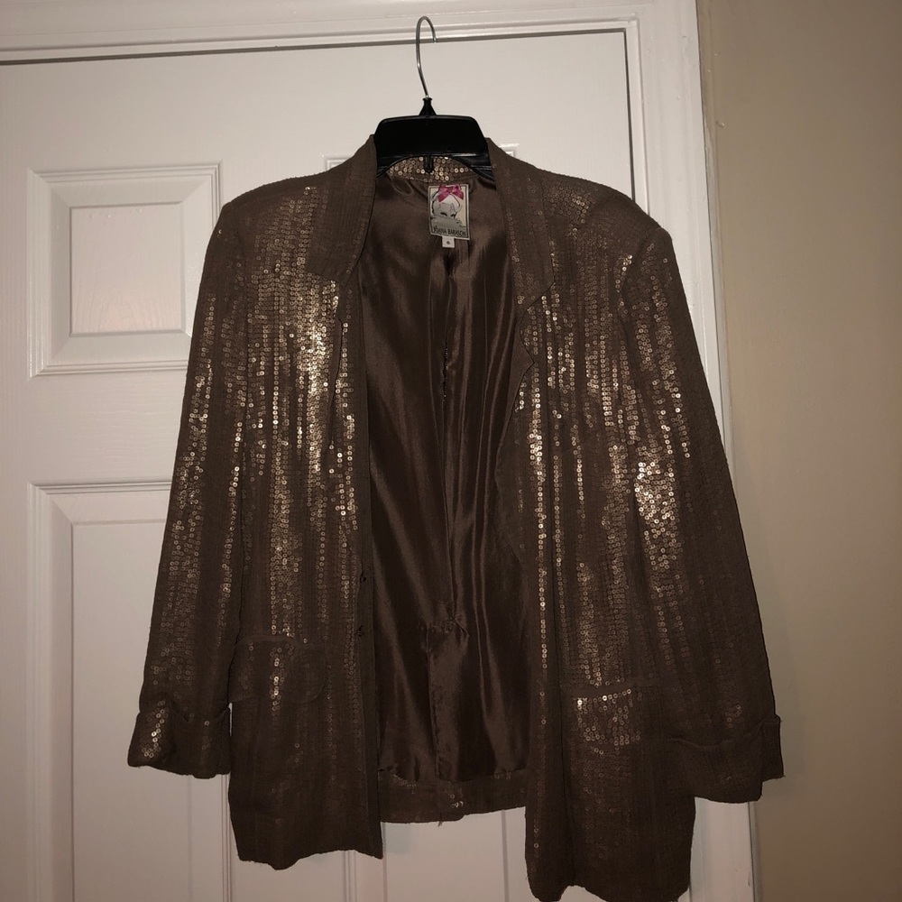 BROWN SEQUINED BLAZER SIZE 6