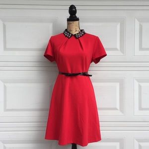 Elle dress red flaming with Gorgeous collar