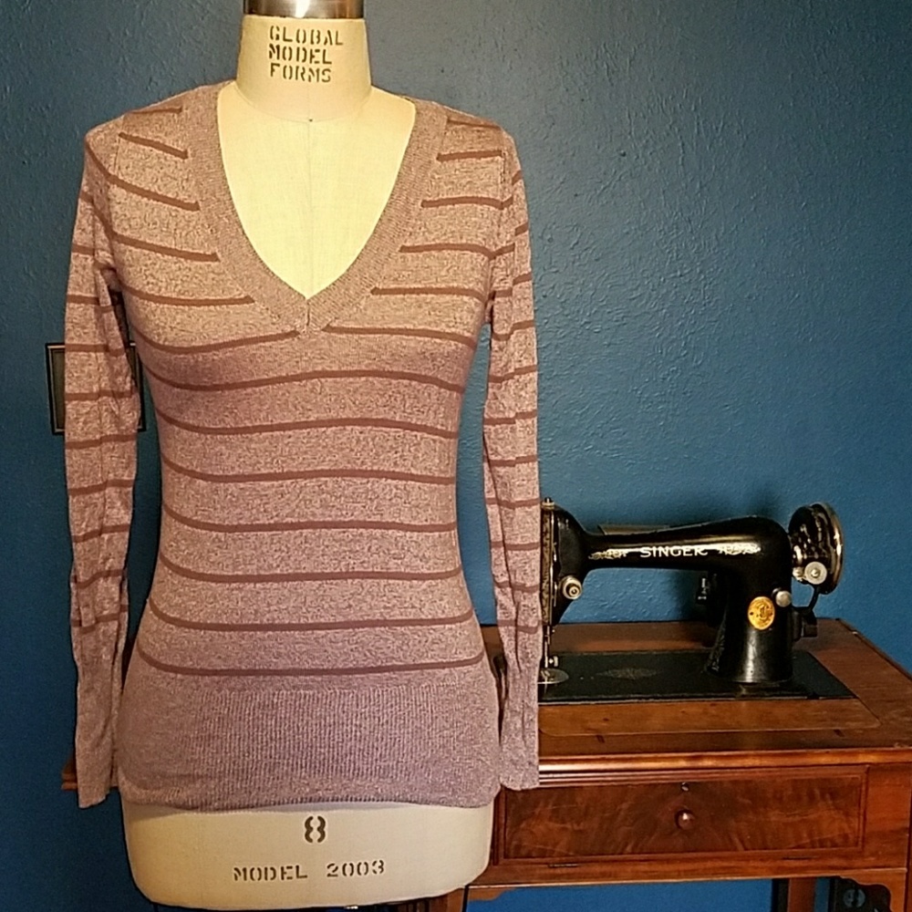 Purple Striped Mossimo V-Neck Sweater