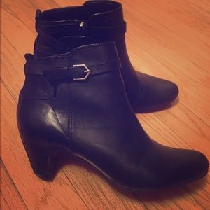 Black leather booties