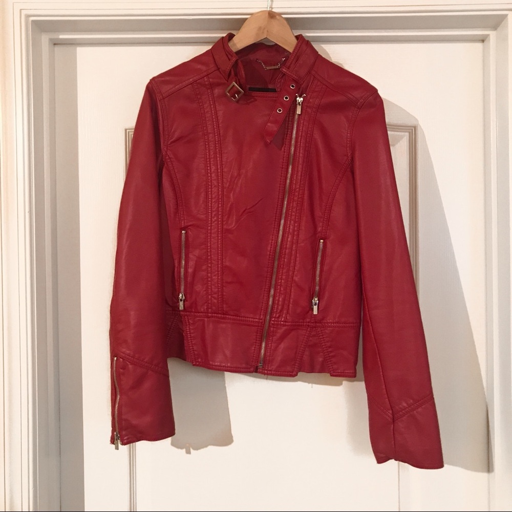 Black Rivet Faux Leather Moto Jacket