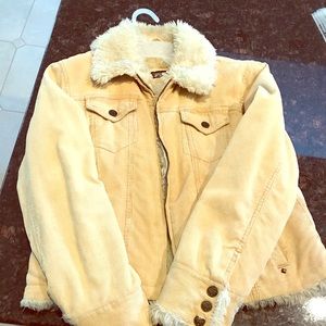 Cream corduroy jacket w faux fur lining