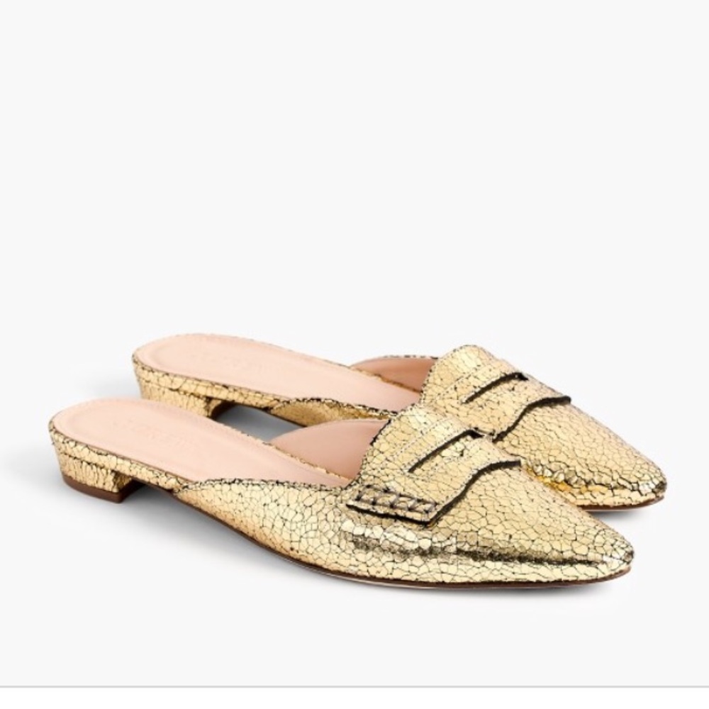 NWT j crew cracked gold mule