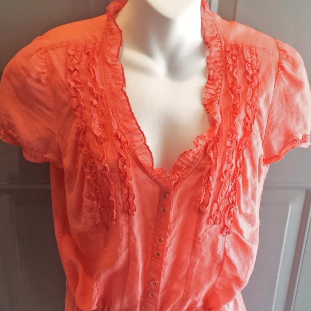 DKNY Cotton/Silk Ruffled Blouse - M