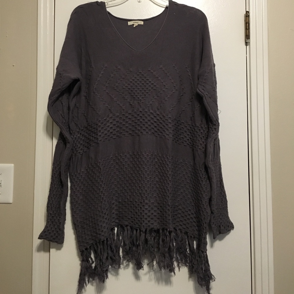 Sweater with Fringe Trim