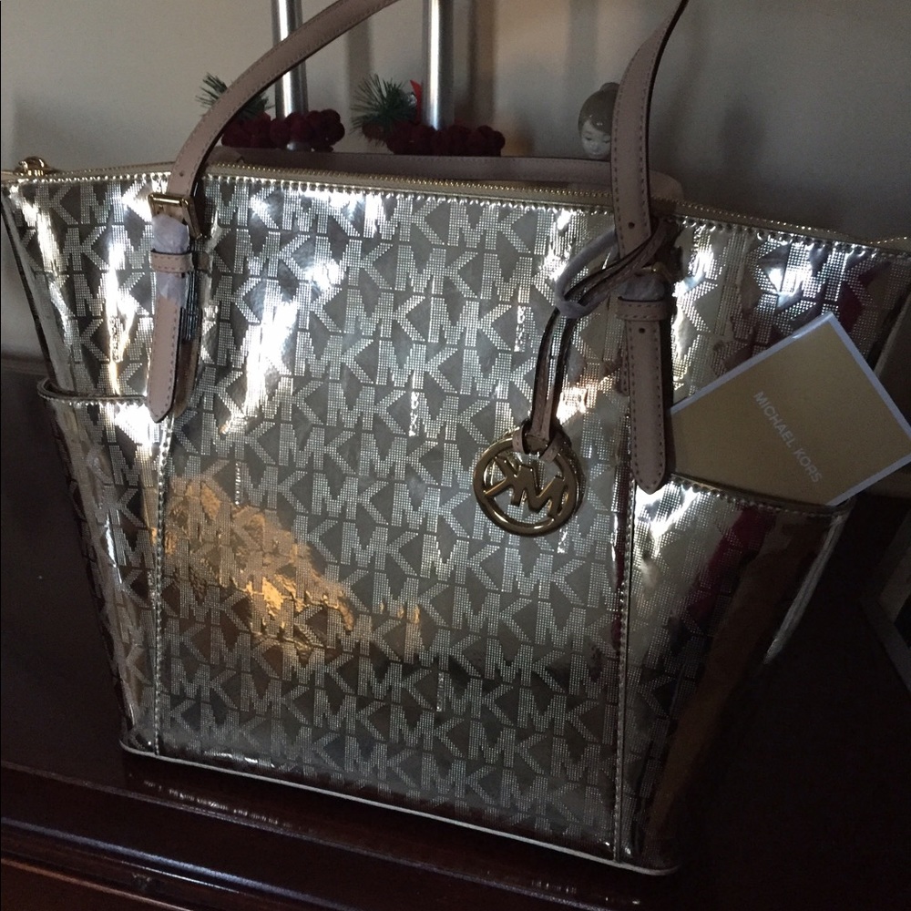 NWT Michael Kors Gold Tote