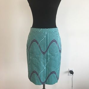 🔴 Blue and gray abstract pencil skirt