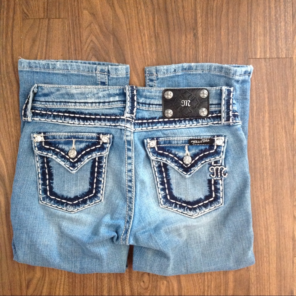 MISS Me jeans denim Capri bling/diamonds cuffed 12