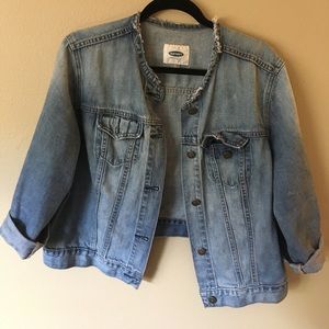 Girly 3/4 Sleeve cropped denim jacket