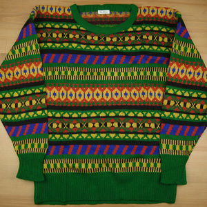 Torvlldean M Green Blue Yellow Geometric Sweater