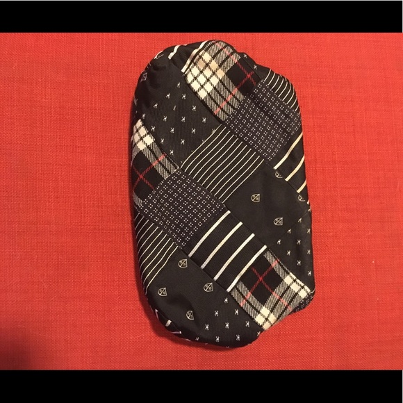 JCrew clutch made from ties. Mostly navy blue. - Picture 1 of 3