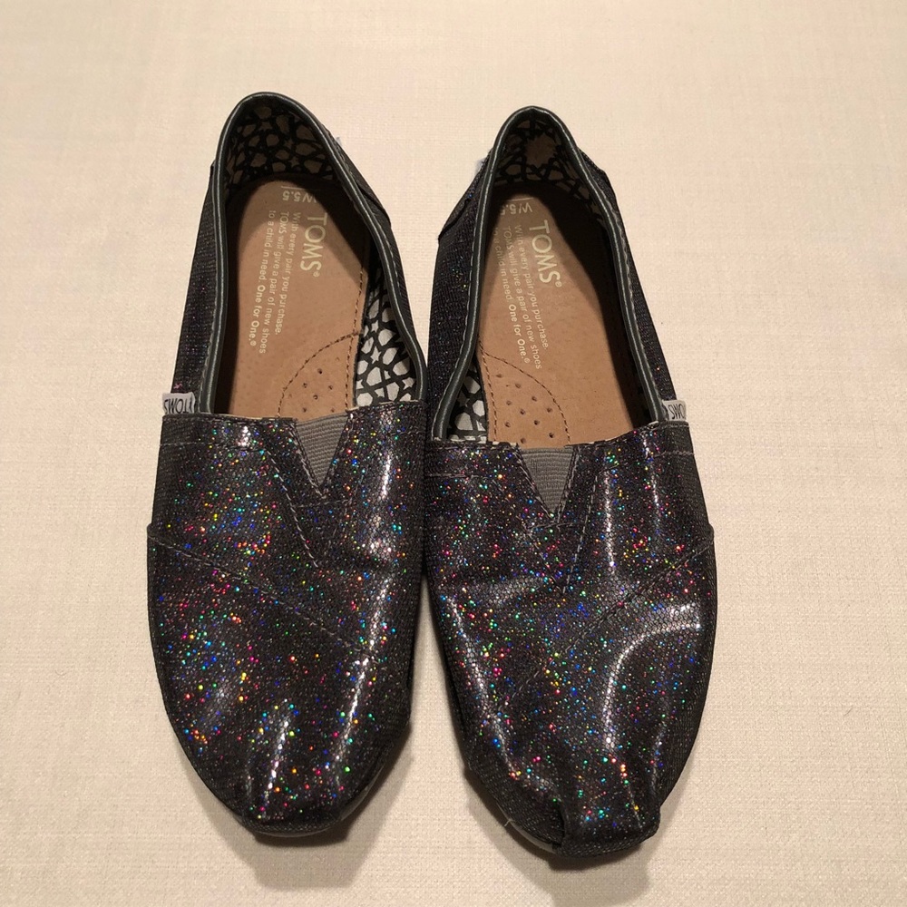 Like New Black Glitter Toms