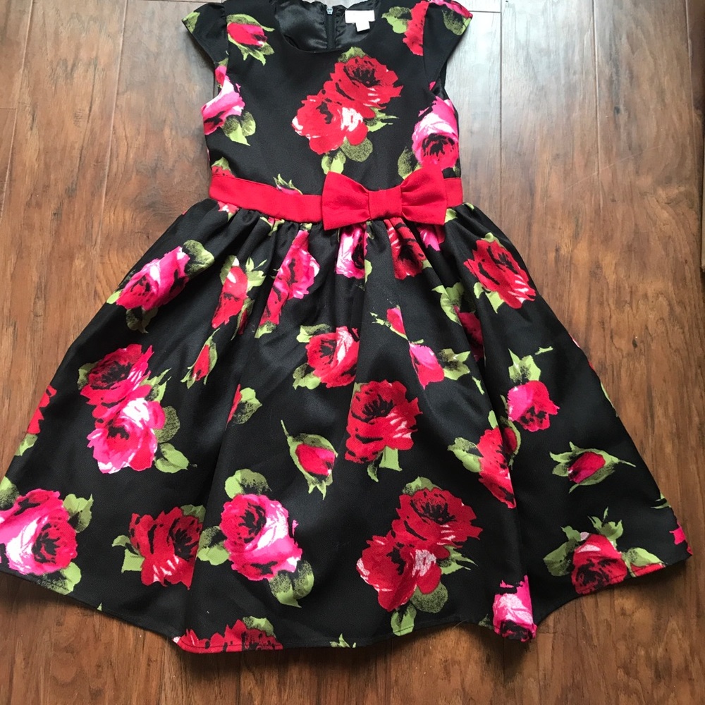 Girls floral print cap sleeve dress size 10