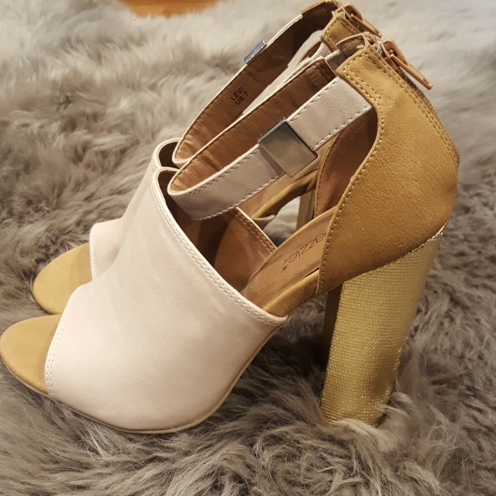 Open toe block heel with ankle strap