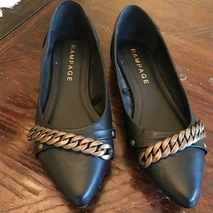 Rampage Black Leather Marcella Flats NWOT