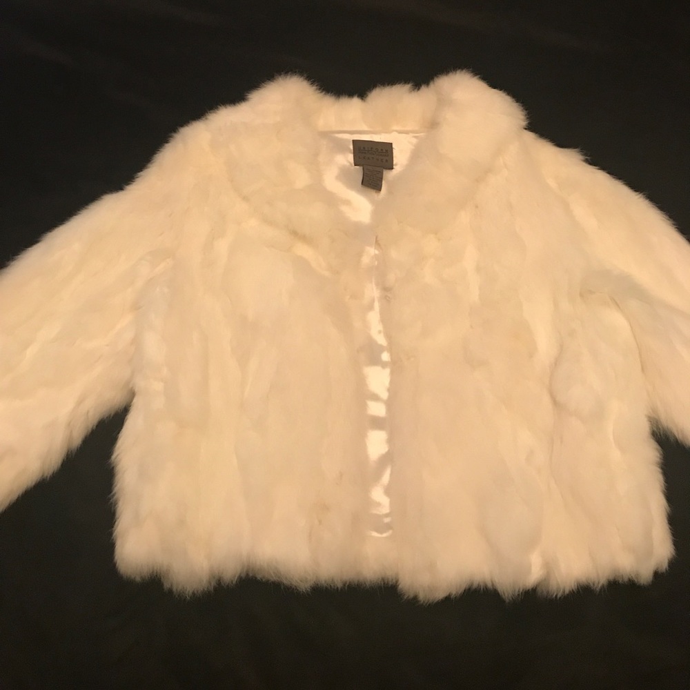White rabbit fur coat
