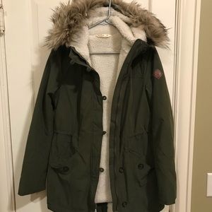 Olive green Medium Hollister Sherpa Lined Coat