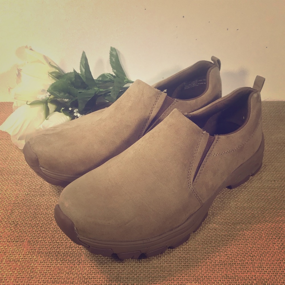Womens 9.5 Tan Microfiber Suede Clogs by ZiBu